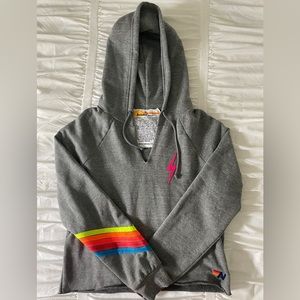 Aviator Nation | Bolt Stitch 5 Stripe Chevron Cropped Hoodie